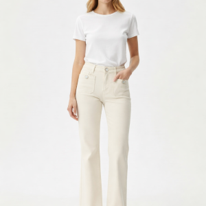 Jean à poches plaquées écru