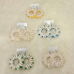 Boucle d’oreille wax /Boucle d&rsquo;oreille africain /Boucle cauris