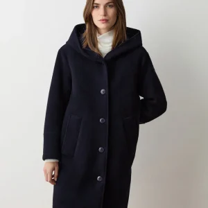 Colmar - Manteau avec capuche en drap de laine pour femme