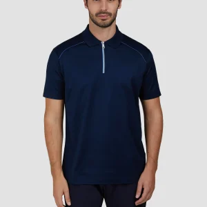 Paul & Shark - Polo à zip manches courtes de coton double mercerisé