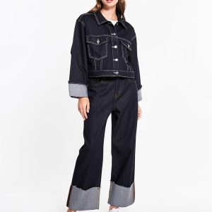 Veste en jean à ourlets