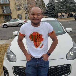 SHIRT HOMME BLANC MOTIF AFRIQUE EN WAX