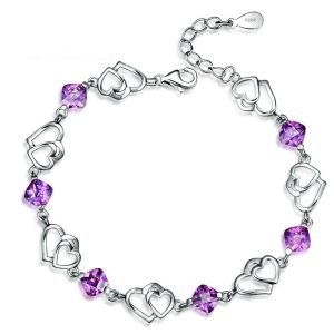 Bracelet coeurs et améthystes