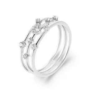 Bague 3 anneaux argent rhodié Lumi