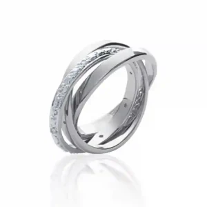 Bague 3 anneaux et zircons argent rhodié