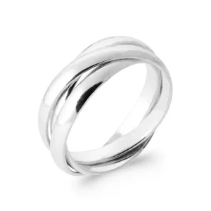 Bague 3 anneaux fins bombés argent