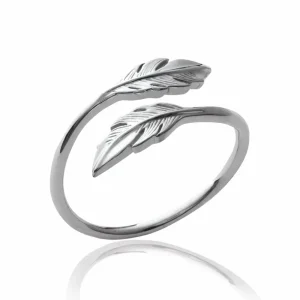 Bague ajustable plumes argent rhodié