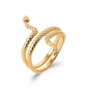 Bague ajustable serpent plaqué or Eve
