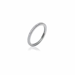 Bague alliance fine microsertie de zircons argent rhodié