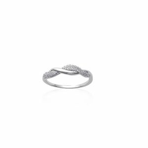 Bague anneau croisé zircons argent rhodié