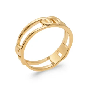 Bague anneau double et maillon plaqué or