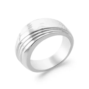 Bague argent rhodié large Laïs