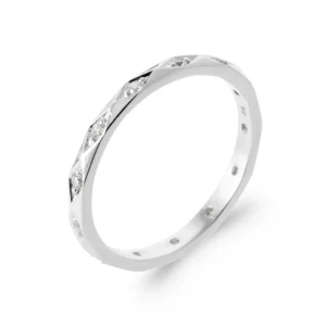 Bague argent rhodié losanges diamants synthétiques