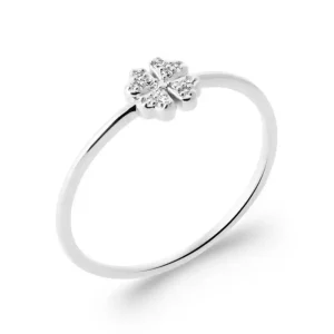 Bague avec trèfle argent rhodié