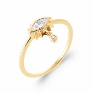 Bague breloque œil plaqué or