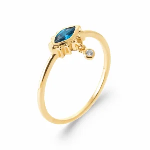 Bague breloque pierre verte plaqué or