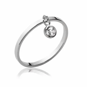 Bague breloque zircon argent rhodié