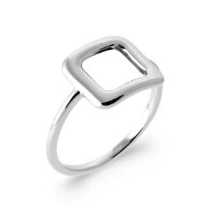 Bague carré ouvert argent rhodié