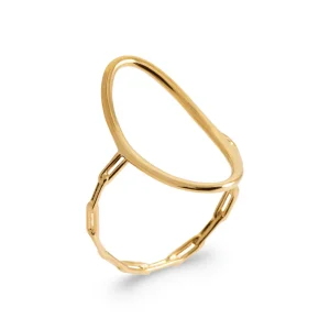 Bague chaîne plaqué or longue et ovale