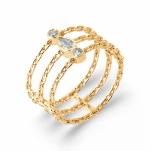 Bague chaînes 3 anneaux plaqué or