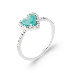 Bague coeur argent rhodié amazonite Amélie
