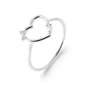 Bague coeur argent rhodié diamants synthétiques Elise