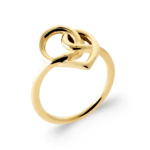 Bague coeur entrelacé plaqué or