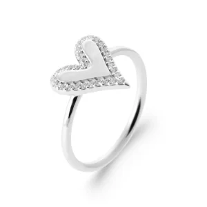 Bague coeur fin argent rhodié
