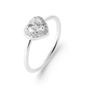 Bague halo coeur scintillant argent rhodié Grace