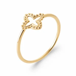 Bague étoile ajourée perlée plaqué or