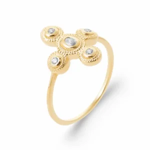Bague croix plaqué or Amélie
