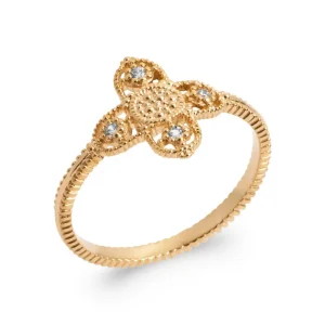 Bague croix plaqué or et zircons