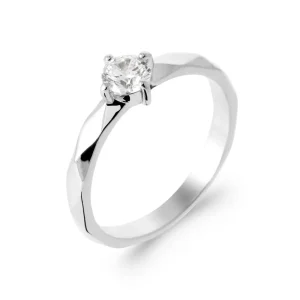 Bague de fiançailles argent rhodié solitaire zircon