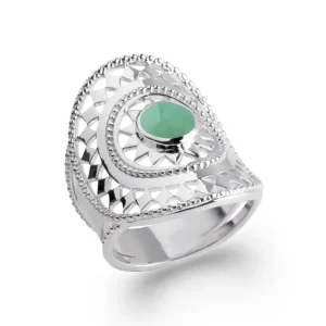 Bague englobante argent rhodié aventurine