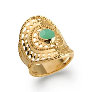 Bague englobante plaqué or aventurine
