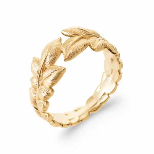 Bague feuilles de laurier plaqué or
