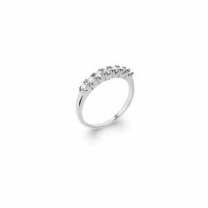 Bague fine 7 zircons blancs imitation diamant argent rhodié