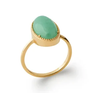 Bague grosse pierre aventurine plaqué or