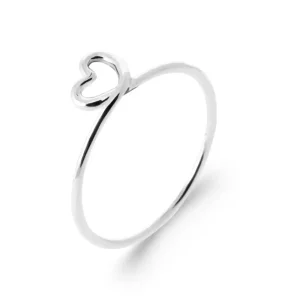 Bague ligne de coeur argent rhodié