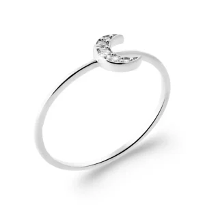Bague lune argent rhodié