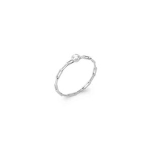 Bague chaîne solitaire oxyde de zirconium argent rhodié