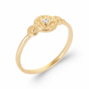 Bague orient plaqué or diamant synthétique