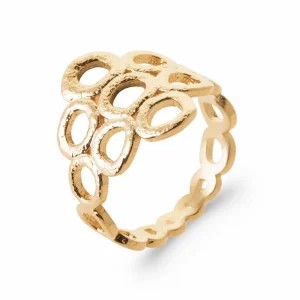 Bague petits anneaux martelés plaqué or