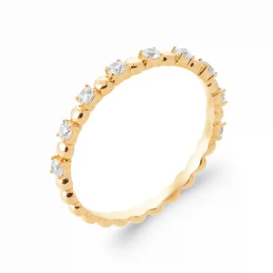 Bague plaqué or diamants synthétiques en demi-tour