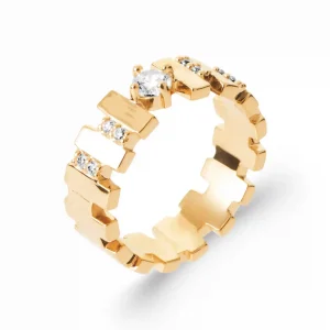 Bague plaqué or et diamant solitaire synthétique