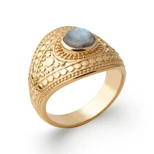 Bague plaqué or labradorite bohème