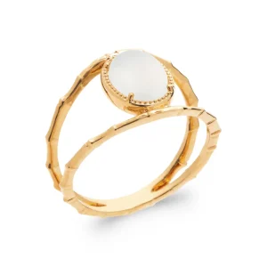 Bague plaqué or pierre de lune Elise