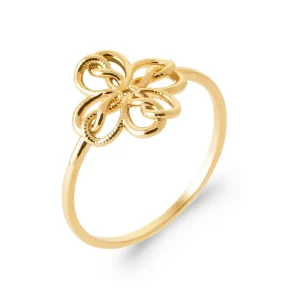 Bague trèfle tressé plaqué or