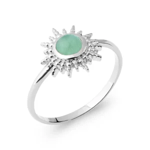 Bague soleil aventurine argent rhodié