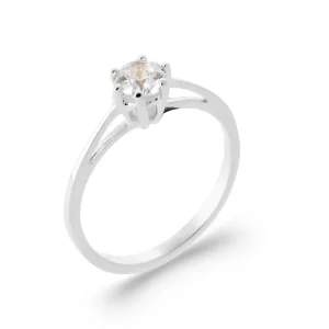 Bague solitaire Celia zircon argent rhodié